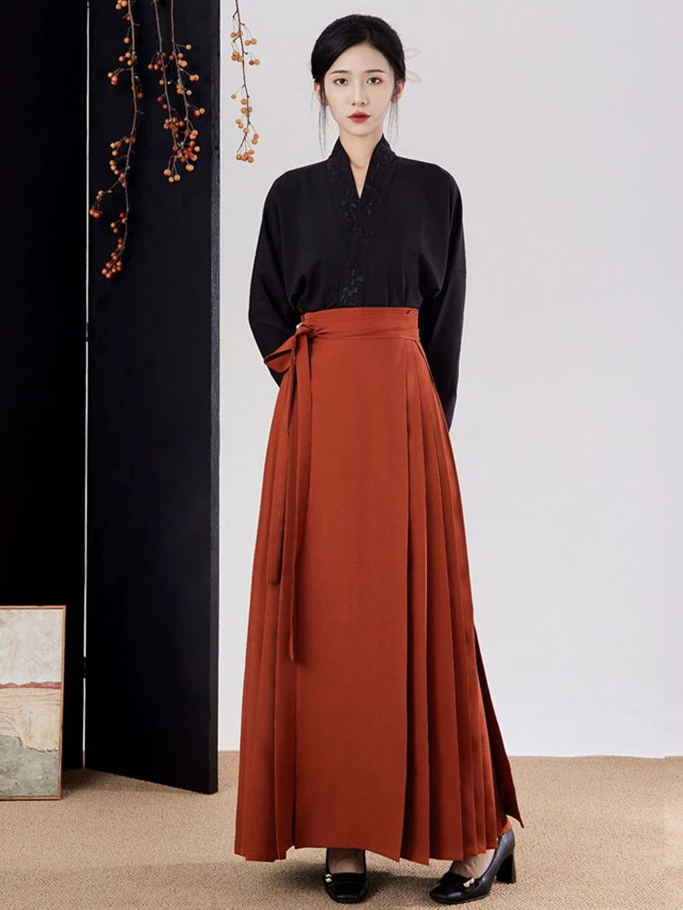 Ming Dynasty Ladies Hanfu Solid Color Daily Commuter Suit Improved Traditional Clothing
