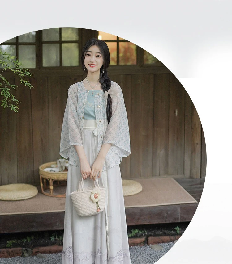 Women Fashion Hanfu Summer Daily Style Round Neck Shirt