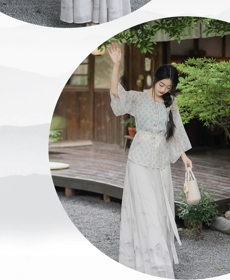 Women Fashion Hanfu Summer Daily Style Round Neck Shirt