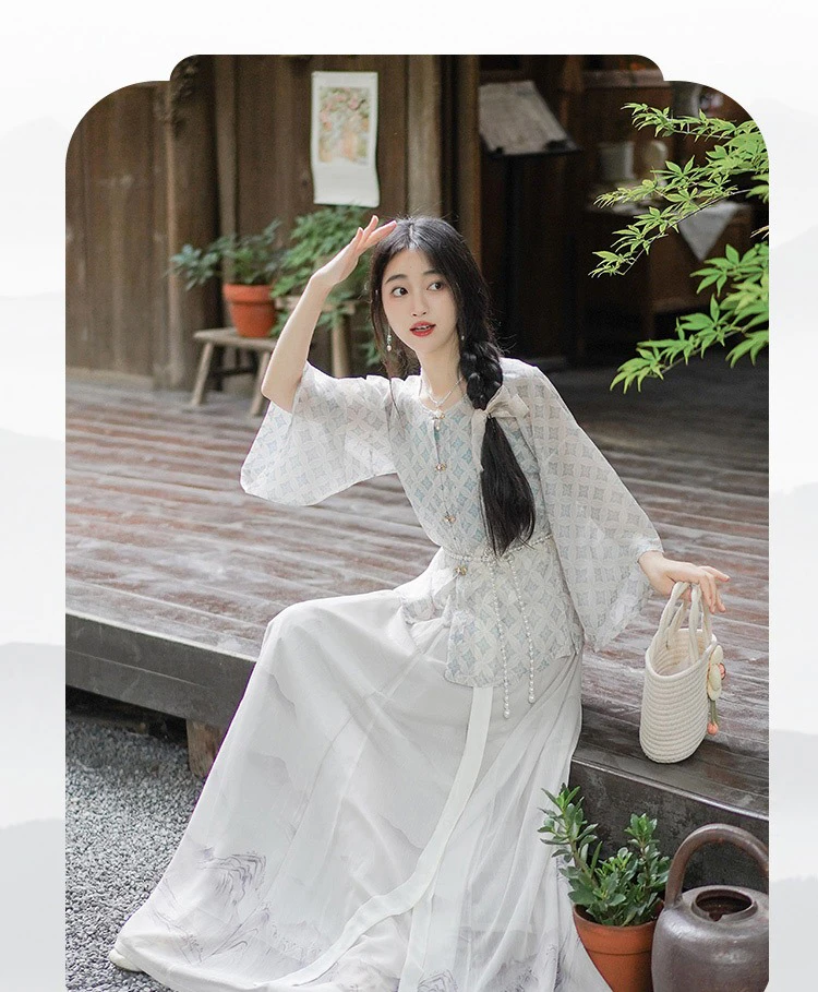 Women Fashion Hanfu Summer Daily Style Round Neck Shirt