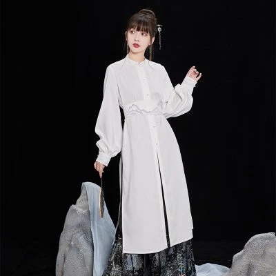 Women Hanfu Standing Collar Lapel Long Shirt Classic Ming Dynasty Costume