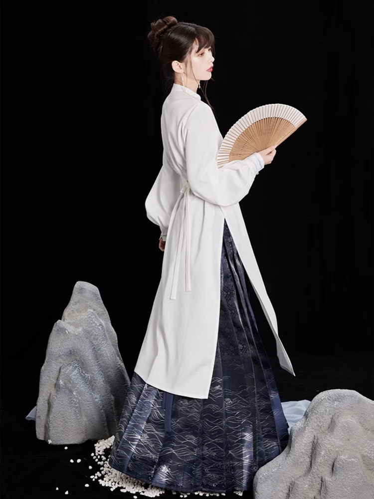 Women Hanfu Standing Collar Lapel Long Shirt Classic Ming Dynasty Costume