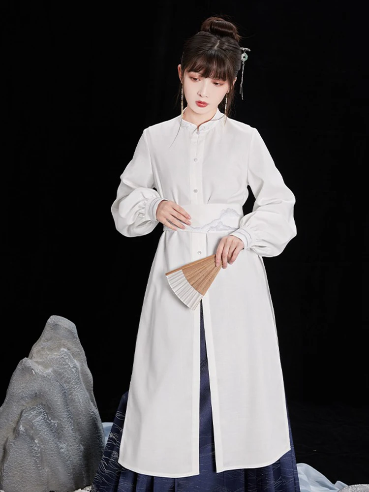 Women Hanfu Standing Collar Lapel Long Shirt Classic Ming Dynasty Costume