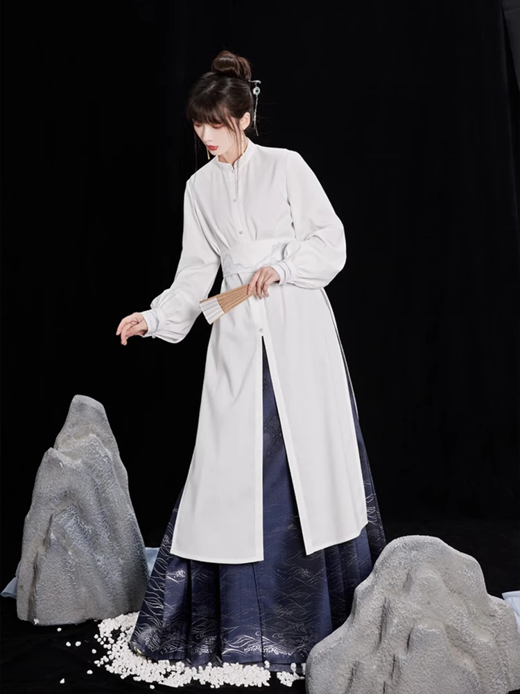 Women Hanfu Standing Collar Lapel Long Shirt Classic Ming Dynasty Costume