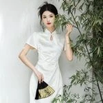 Women's Modern Cheongsam Slim White Qipao Dresses