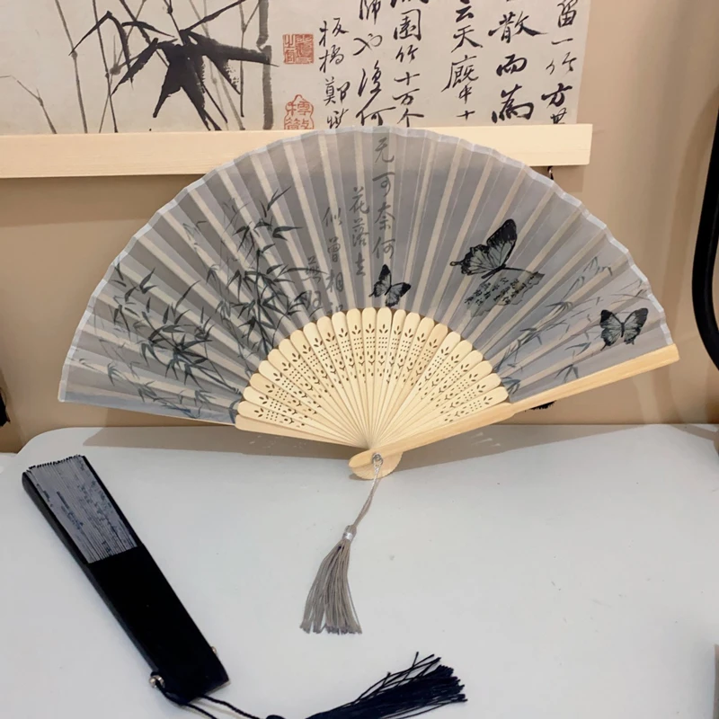 Classical-Folding-Fan-Women-Hanfu-Portable-Bamboo-Fan-1 Classical Folding Fan Women Hanfu Portable Bamboo Fan