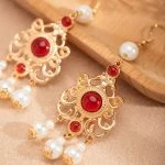 Dunhuang Style Earrings Vintage Red Hanfu Accessories