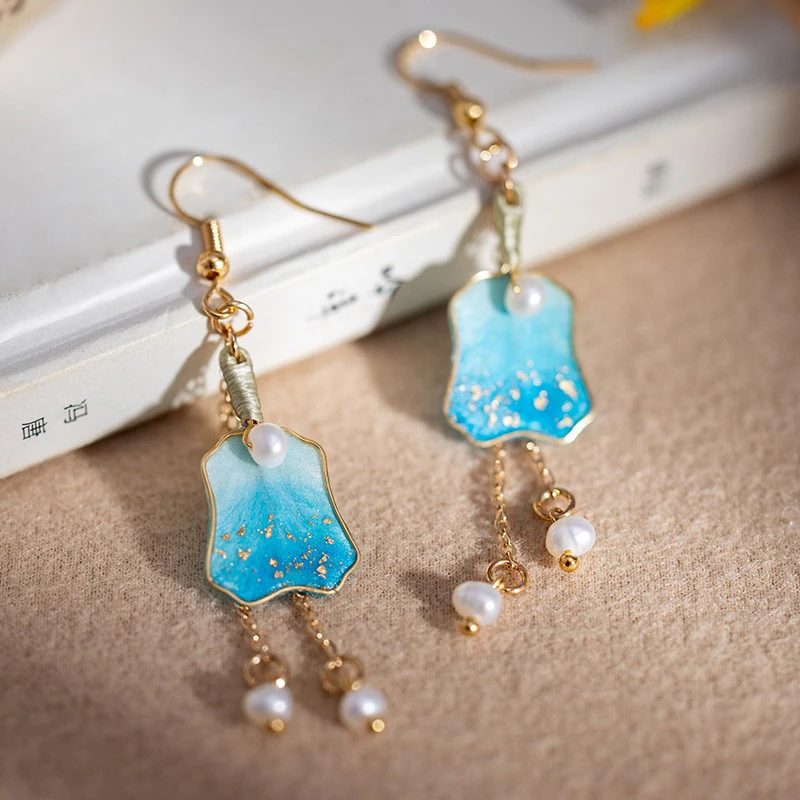 Velvet-Flower-Earrings-Handmade-Tassel-Hanfu-Earrings-Jewellery-1 Azure Whisper 2
