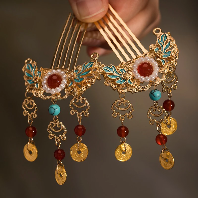 Hanfu-Hair-Accessories-Classical-Hair-Comb-Buyao-Auspicious-Cloud-Copper-Coin-Designs-1 Fortune Cloud 2