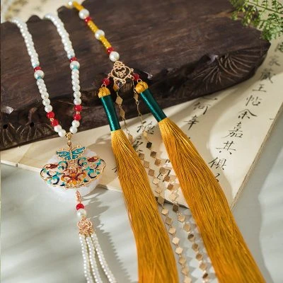 Hanfu Ma Mian Dress Accessories Yingluo Long Tassel Necklace