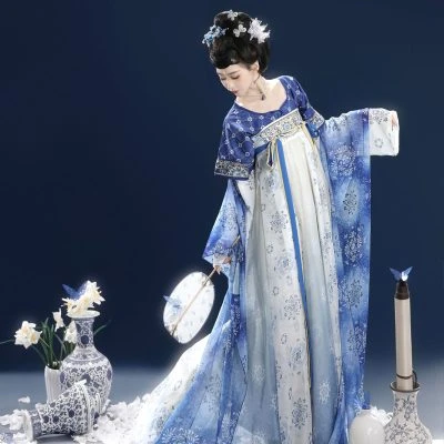 Blue Celadon Qixiong Hanfu Women Spring Long Skirt