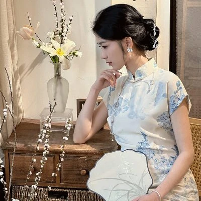 Summer Ladies Cheongsam Elegant Summertime Vintage Dresses