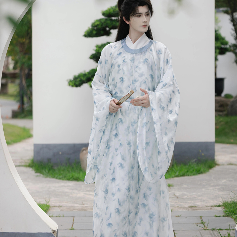 Men-Spring-Hanfu-Round-Collar-Robe-Song-Style-Halo-Printed-Blue-Robe-1 Light Cloud 2