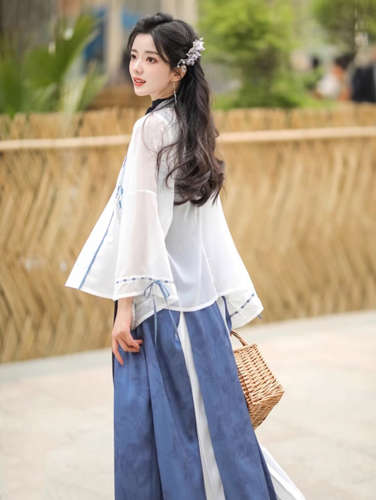 Summer Women Chinese Fashion Hanfu Blue Dress