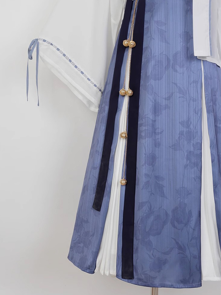Summer Women Chinese Fashion Hanfu Blue Dress