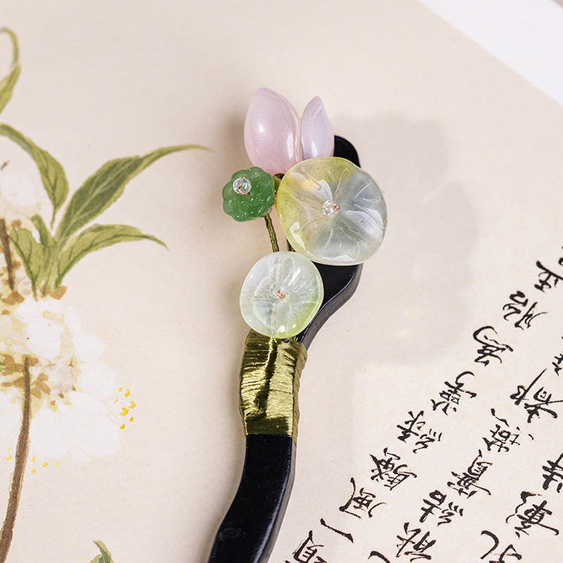 Hanfu-Hair-Accessories-Wooden-Hairpin-Cheongsam-Summer-Lotus-Flower-1 Hanfu Hair Accessories Wooden Hairpin Cheongsam Summer Lotus Flower