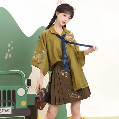 Ming Hanfu Fashion Sets Ma Mian Skirt Summer Suit