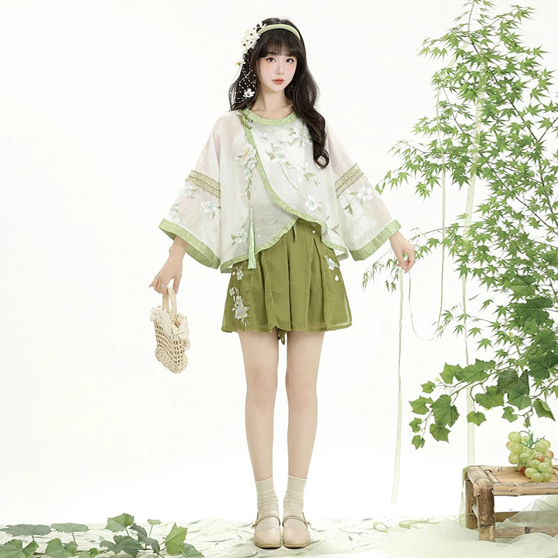 Summer Women Song Dynasty Round Neck Hanfu Daily Shorts Songku