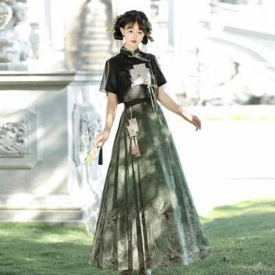 Fashionable Women Hanfu Black Style Mamian Skirt Summer Fashion
