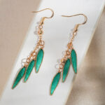 Green Tassel Flower Bamboo Leaf Earrings Simple Hanfu Earrings