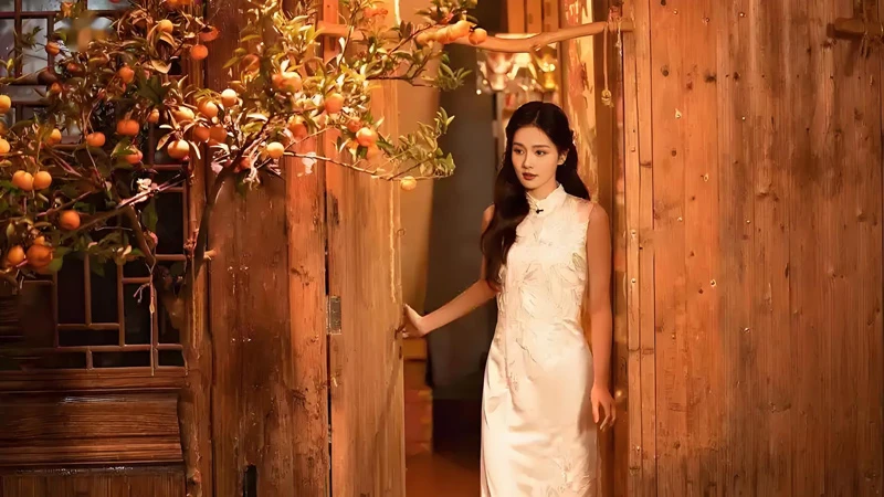 31-Year-Old Bai Lu Stuns in Golden Embroidered Qipao