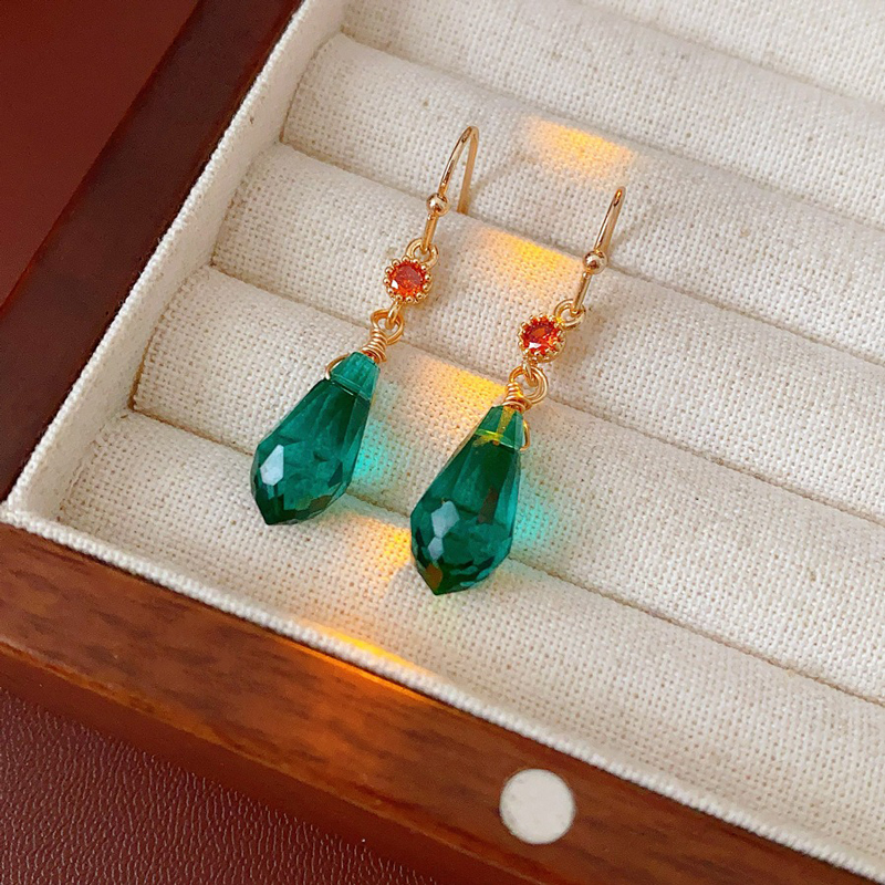 Chinese-Vintage-Court-Style-Earrings-Glass-Water-Drops-Niche-Earrings-For-Girl-1 Amber Dew 2