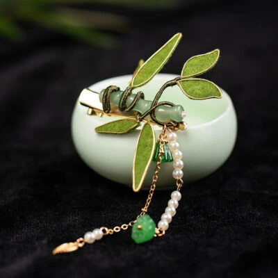 Hanfu Headclip Handmade Bamboo Leaf Retro Hair Accessory Cheongsam Accessories