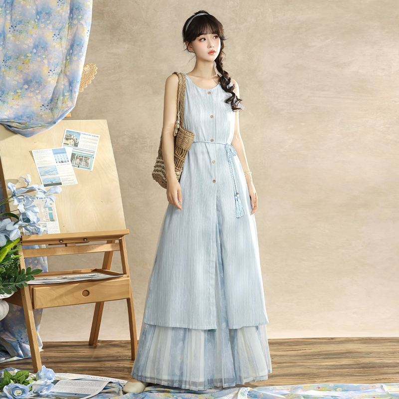 Ladies-Summer-Song-Dynasty-Style-Sleeveless-Square-Neck-Hanfu-Elegant-Suit-1 Ladies Summer Song Dynasty Style Sleeveless Square Neck Hanfu Elegant Suit