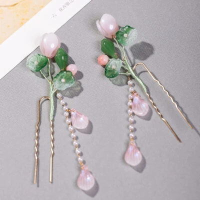 Classical Hanfu Hairpin Lotus Long Tassel Ladies Hair Accessories
