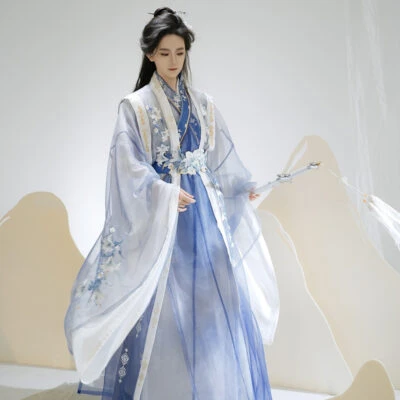 Couple Style Wuxia Inspired Zhiju Blue Handsome Set