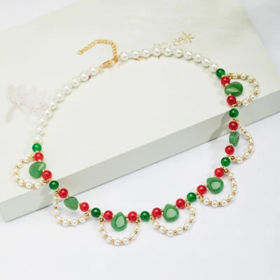 Ladies Vintage Cheongsam Pearl Pendant Double-Layer Necklace Hanfu Accessories