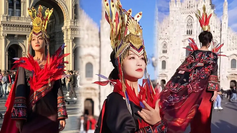 A Chinese Star's Milan Outfit Says About an Ancient Phoenix Legend