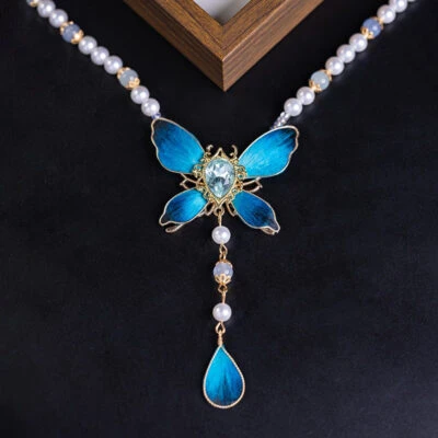 Hanfu Butterfly Necklace Retro Yingluo Pendant