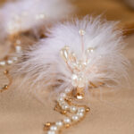 Hanfu Hair Accessory Pearl Feather Tassel Hair Clip - White Headpiece