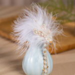 Hanfu Hair Accessory Pearl Feather Tassel Hair Clip - White Headpiece