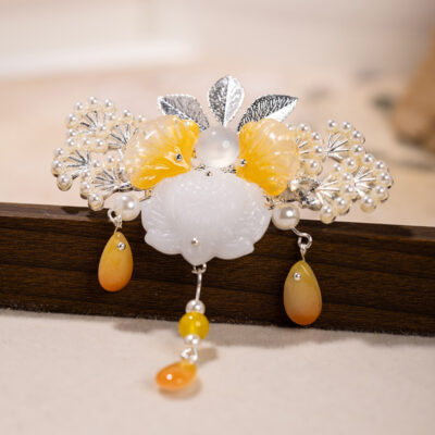 Hanfu Headpiece Small Hair Crown with Tassels Ancient-Style Hair Accessory Retro Cheongsam Accessories