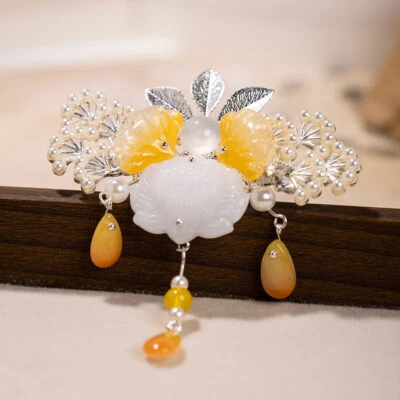Hanfu Headpiece Small Hair Crown with Tassels Ancient-Style Hair Accessory Retro Cheongsam Accessories