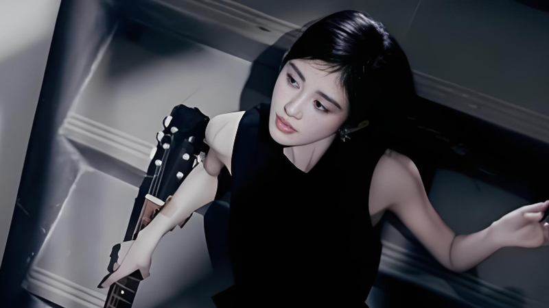 Ju Jingyi's Black Straight Hair with Hime Cut