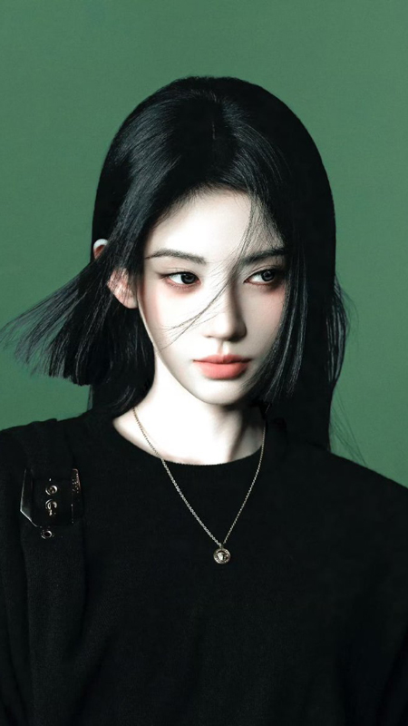 Ju Jingyi's Black Straight Hair with Hime Cut