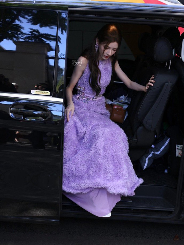 Zhang Yuxi Attends Paris Fashion Week in a Purple Gown