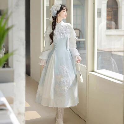 Women Autumn Hanfu Han Element Lily Long-Sleeve Dress
