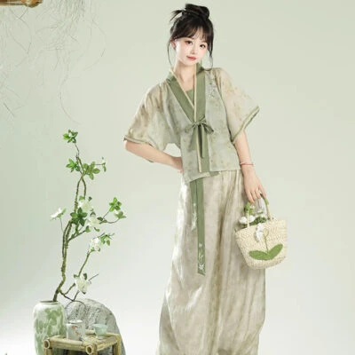 Women Fresh Summer Hanfu Jasmine Tang Dynasty Style