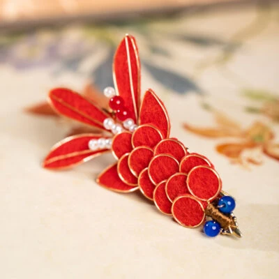 Koi Fish Hair Clip Red Velvet Everyday Hanfu Accessory Retro Hairpiece