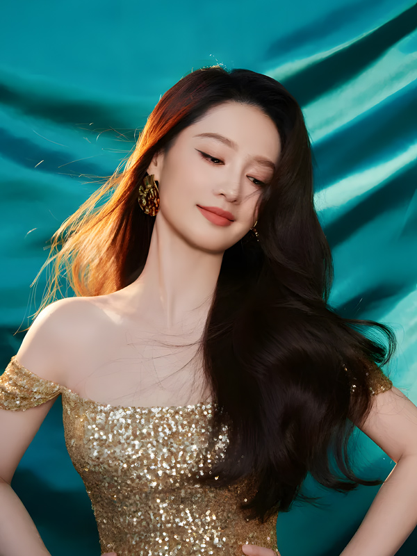 Li Qin's Stunning Gold-and-Black Gown