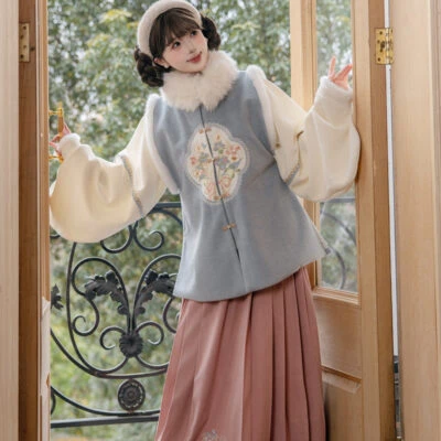 Women New Year Hanfu Bijia Set Ming Dynasty Style Thickened Winter Attire