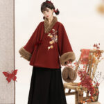 Women Winter Ming Dynasty Hanfu Persimmon-Patterned Thickened Daily Aoqun