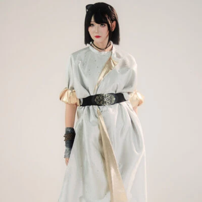 Couple Tang Dynasty Round-Neck Robes in Light Colors Loose-Fitting Martial Arts-Style Hanfu