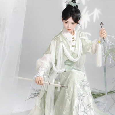 Women Martial Arts Hanfu Chinese-Style Bamboo Leaf Wuxia Flowing Attire
