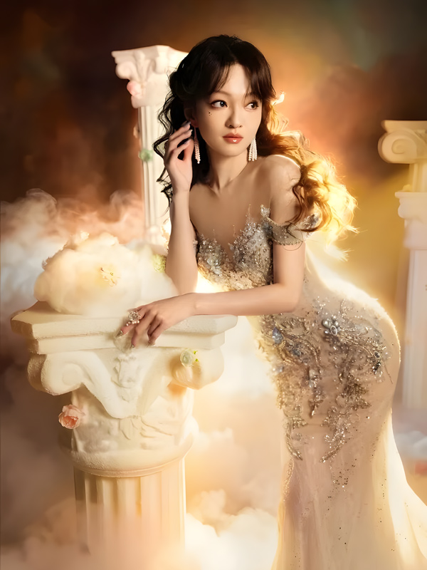 Angela Zhang Dazzles in a Mermaid Gown Adorned