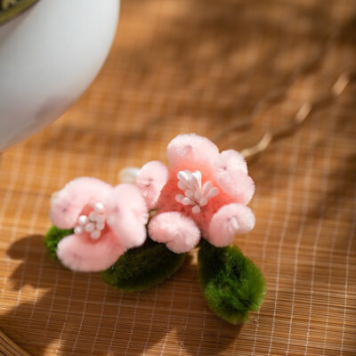 Fuzzy Hair Accessories for Winter Pink Hanfu Outfits